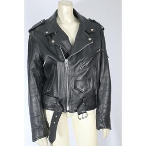 Vintage L.A. Roxx Black Leather Motorcycle Zipper Jacket Women Size 36 Biker